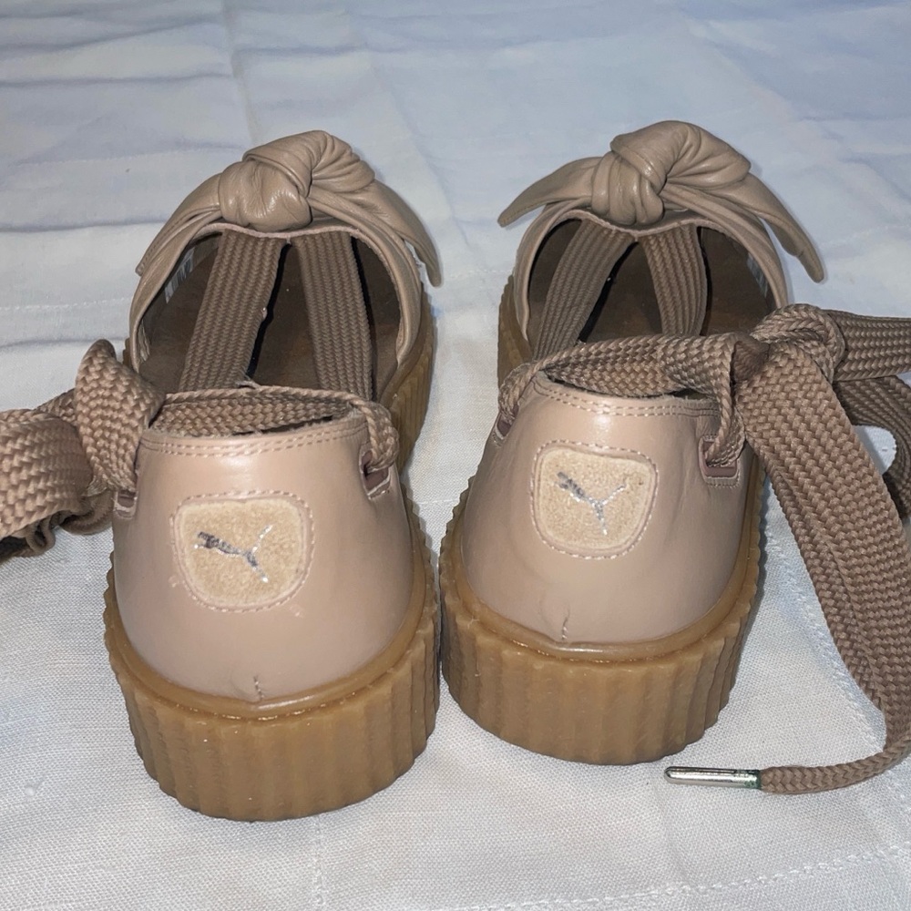 Knot-Front Lace-Up Flats in Taupe - Picture 7 of 9